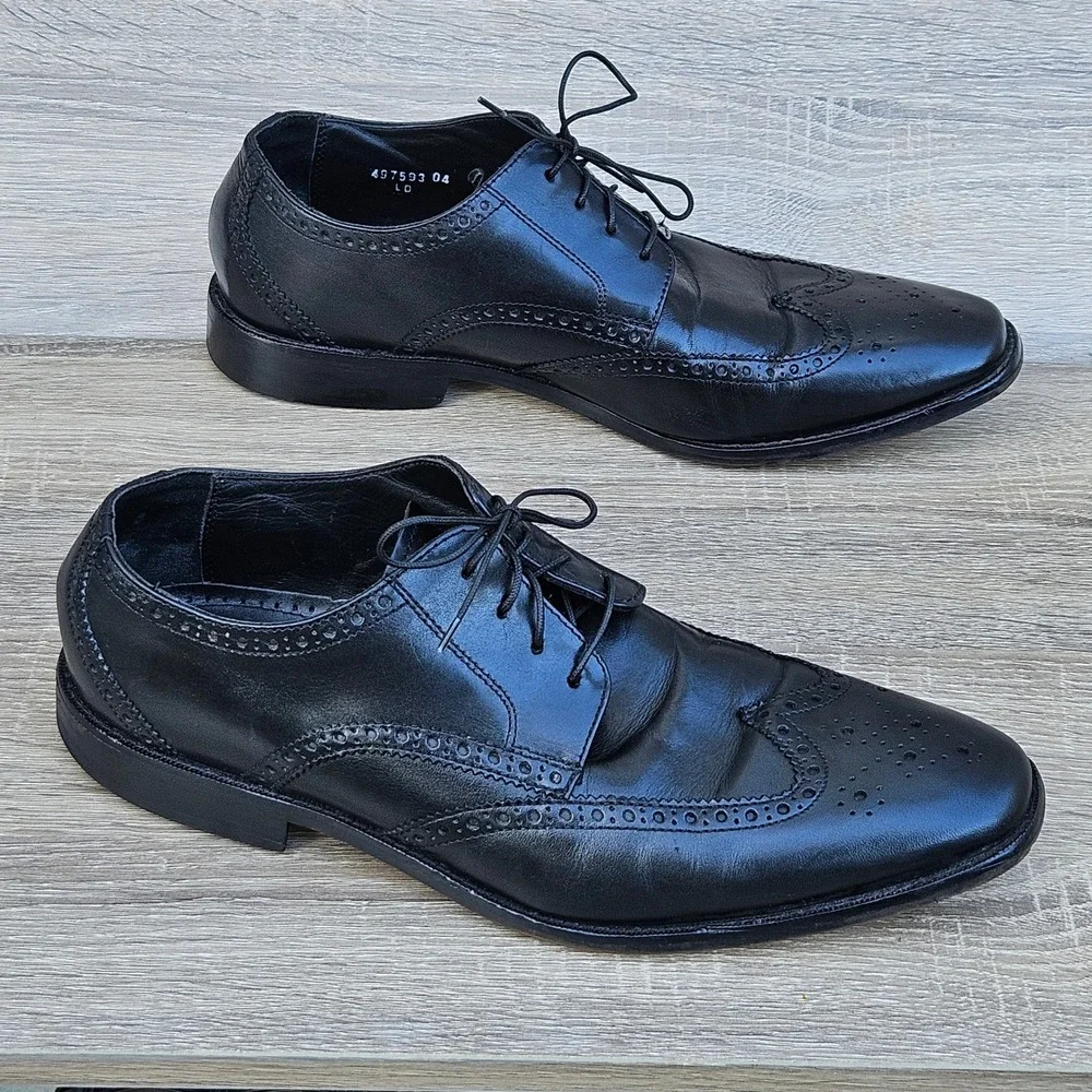 Florsheim‎ Mens Black Leather Wingtip Oxford Dress Shoes Brogue Size 10.5 D